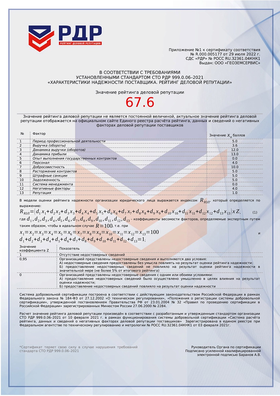 Сертификат соответствия